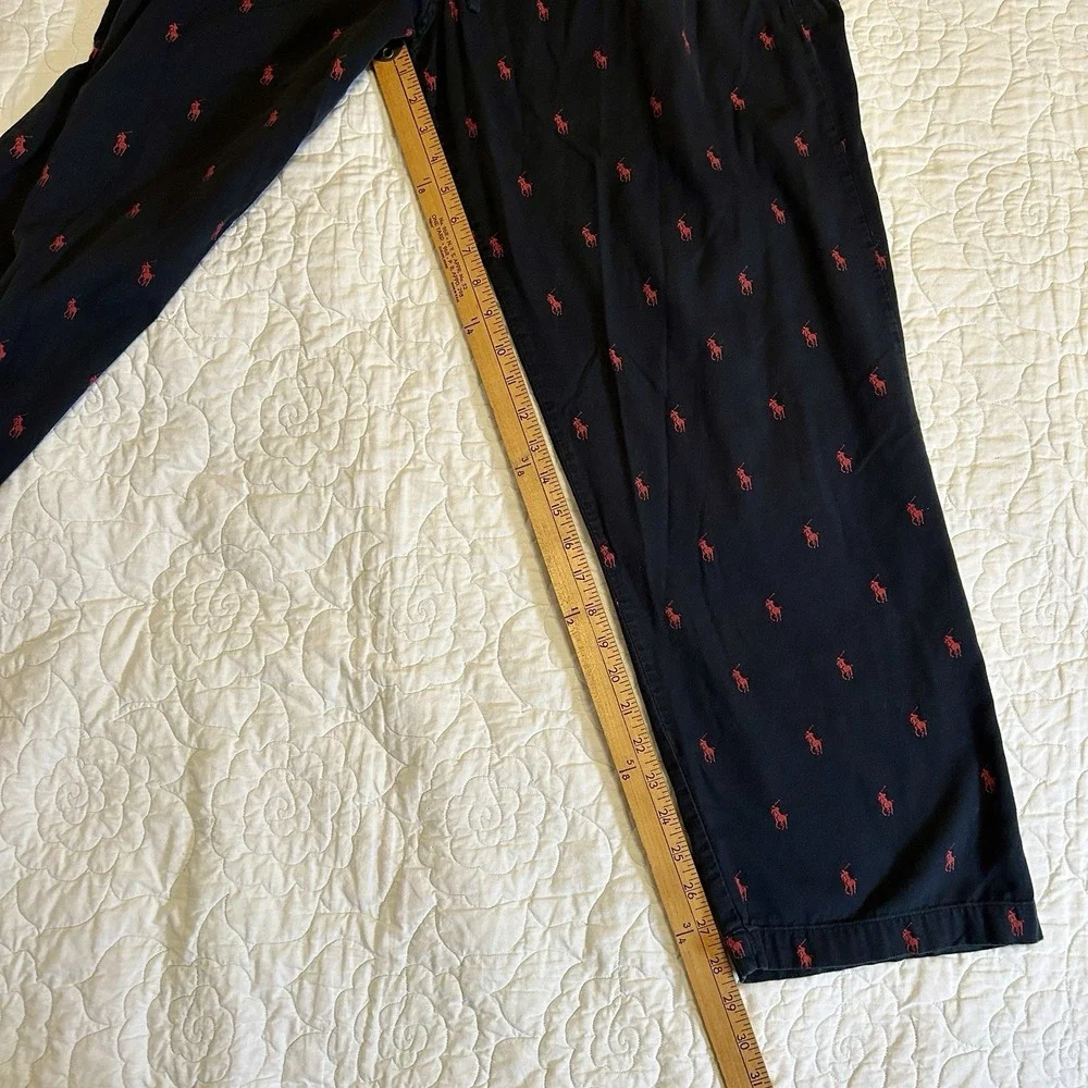Polo Ralph Lauren Men's Sleepwear Sz M Black w/Red Pony Graphic Pajama Pants